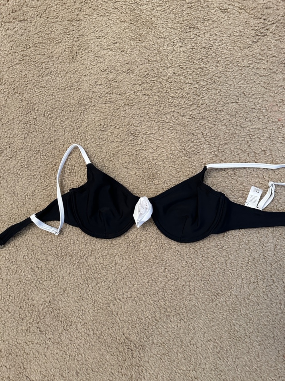 Black Bikini Top with White Straps